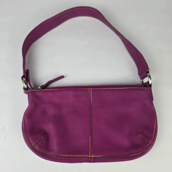 The Sak Handbags - The SAK Hot Pink Leather Shoulder Bag Heart Shoulder Strap Multi Color Stitching